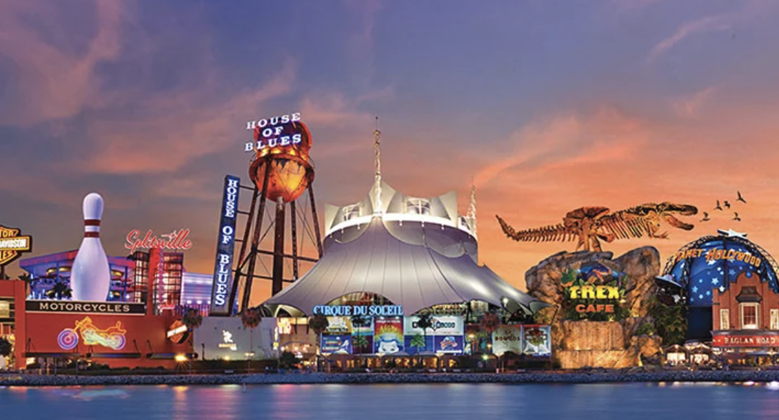 Disney Springs at dusk